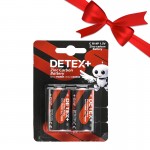 بسته 1+10 باتری سایز C دیتکس پلاس (+DETEX) مدل Zinc Carbon 1.5V C R14P (کارتی 2 تایی) (یک عدد هدیه)