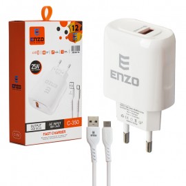 شارژر دیواری 25 وات + کابل تایپ سی (Type-C) انزو (ENZO) مدل C-350