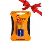 بسته 1+10 باتری کتابی جنرال پاور (General Power) مدل 6LR61 9V Alkaline (یک عدد هدیه)