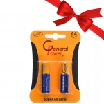 بسته 1+10 باتری قلمی جنرال پاور (General Power) مدل Super Alkaline LR6 AA (کارتی 2 تایی) (یک عدد هدیه)