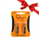 بسته 1+10 باتری قلمی جنرال پاور (General Power) مدل Ultra Alkaline LR6 AA (کارتی 2 تایی) (یک عدد هدیه)