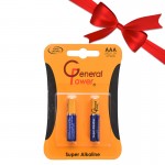 بسته 1+10 باتری نیم قلمی جنرال پاور (General Power) مدل Super Alkaline LR03 AAA (کارتی 2 تایی) (یک عدد هدیه)
