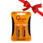بسته 1+10 باتری نیم قلمی جنرال پاور (General Power) مدل Ultra Alkaline LR03 AAA (کارتی 2 تایی) (یک عدد هدیه)