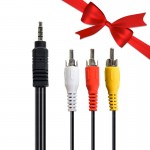 بسته 1+10 کابل 1 به 3 صدا و تصویر (RCA) طول 1.5 متر بدون پک (یک عدد هدیه)