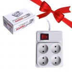 بسته 1+10 رابط و چندراهی برق کارنو (KARNO) مدل 4 خانه 3 متری (یک عدد هدیه)