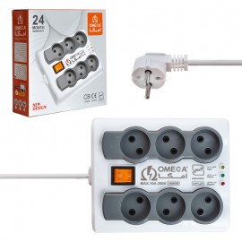 محافظ برق لوازم صوتی تصویری امگا (Omega) مدل 6 خانه 5 متری P6000 - استاندارد