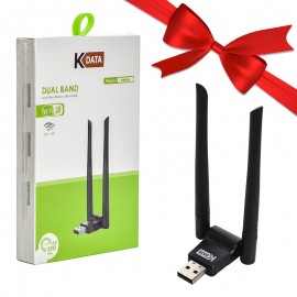 بسته 1+10 دانگل wifi شبکه USB آنتن دار Dual Band کی دیتا (KDATA) مدل KW006 (یک عدد هدیه)
