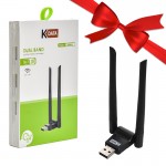 بسته 1+10 دانگل wifi شبکه USB آنتن دار Dual Band کی دیتا (KDATA) مدل KW006 (یک عدد هدیه)