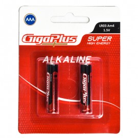 باتری نیم قلمی گیگاپلاس (GigaPlus) مدل LR03 Alkaline 1.5V AAA (کارتی 2 تایی)