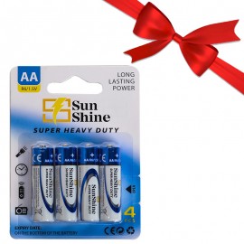 بسته 1+11 باتری قلمی سان شاین (Sun Shine) مدل R6 Super Heavy Duty 1.5V AA (کارتی 4 تایی) (یک عدد هدیه)
