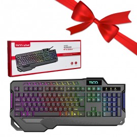 بسته 1+10 کیبورد سیم دار بک لایت RGB تسکو (TSCO) مدل TK 8088GA (یک عدد هدیه)