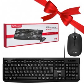 بسته 1+10 کیبورد و موس سیم دار تسکو (TSCO) مدل TKM 8057 (یک عدد هدیه)