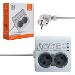 محافظ برق 2 خانه یخچال فریزر معمولی ارت دار امگا (OMEGA) مغزی پلی آمید مدل P4000