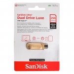 فلش سن دیسک (SanDisk) مدل 256GB Ultra Dual Drive Luxe USB3.2 Type-C گارانتی سورین (رنگ طلایی)