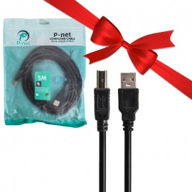 بسته 1+10 کابل پرینتر USB AM/BM پی نت (P-net) طول 5 متر (یک عدد هدیه)