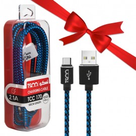 بسته 1+10 کابل تایپ سی (Type-C) طول 1 متر تسکو (TSCO) مدل TC C170 (یک عدد هدیه)