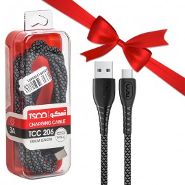 بسته 1+10 کابل تایپ سی (Type-C) کنفی تسکو (TSCO) طول 1 متر مدل TC C206 (یک عدد هدیه)