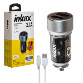 شارژر فندکی 15.5 وات دو پورت + کابل تایپ سی اینکاکس (inkax) مدل CA-23