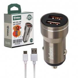 شارژر فندکی 15.5 وات دو پورت + کابل تایپ سی اینکاکس (inkax) مدل CA-02B