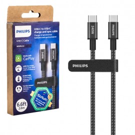 کابل تایپ سی به تایپ سی (Type-C To Type-C) فیلیپس (PHILIPS) اورجینال طول 2 متر مدل DLC7060C