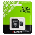 رم موبایل و دوربین کینگستون (KingSton) مدل 512GB MicroSDXC CANVAS Select Plus 150MB/s خشاب دار گارانتی آسان سرویس