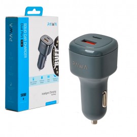 شارژر فندکی 50 وات 2 پورت پاوا (PAWA) مدل PW-CC50QC-GY