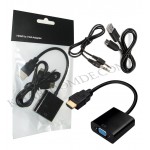 تبدیل HDMI به VGA با کابل AUX و برق خور