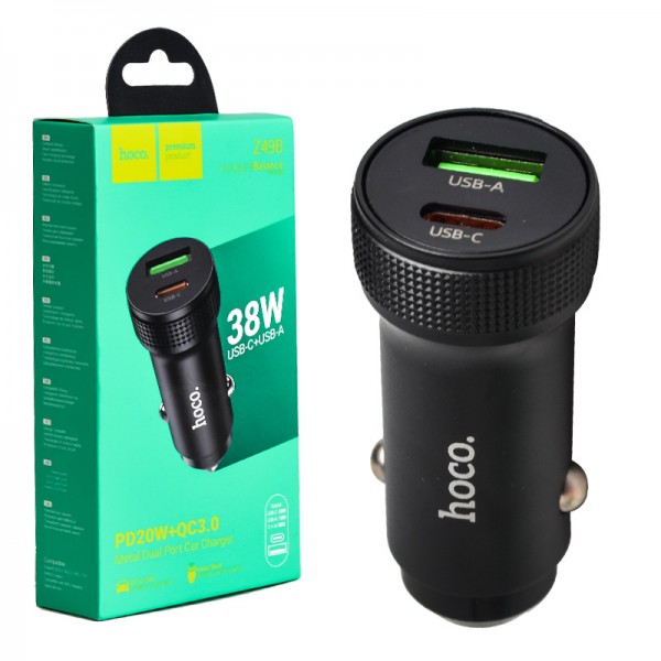 فروش عمده شارژر فندکی 38 وات دو پورت هوکو (hoco) مدل Z49B