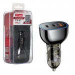 شارژر فندکی 68 وات سه پورت + کابل تایپ سی (Type-C) تسکو (TSCO) مدل TCG 46