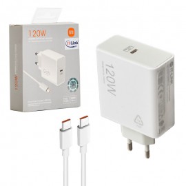 شارژر دیواری 120 وات + کابل تایپ سی به تایپ سی (Type-C To Type-C) شیائومی (Xiaomi) مدل MDY-K70 Pro گارانتی آی تی لینک