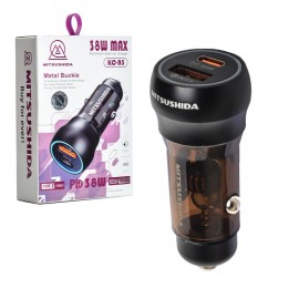 شارژر فندکی 38 وات دو پورت میتسوشیدا (MITSUSHIDA) مدل KC-B3