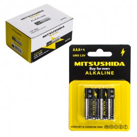 باتری نیم قلمی میتسوشیدا (MITSUSHIDA) مدل Alkaline 1.5V LR03 AM-4 AAA (بسته 40 عددی)