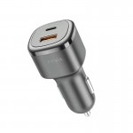 شارژر فندکی 50 وات دو پورت + کابل تایپ سی به آیفون (Type-C To Lightning) پاوا (PAWA) مدل PW-CC50QCL-GY