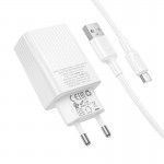شارژر دیواری 18 وات + کابل تایپ سی (USB-A To Type-C) بروفون (BOROFONE) مدل BAS72A