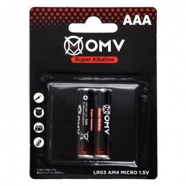 باتری نیم قلمی او ام وی (OMV) مدل Super Alkaline LR03 AM4 MICRO 1.5V AAA (کارتی 2 تایی)