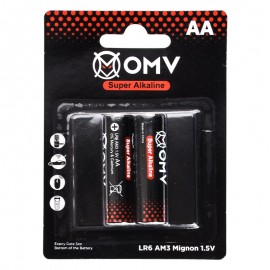 باتری قلمی او ام وی (OMV) مدل Super Alkaline LR6 AM3 Mignon 1.5V AA (کارتی 2 تایی)