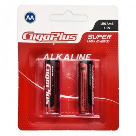 باتری قلمی گیگاپلاس (GigaPlus) مدل Super High Energy Alkaline LR6 Am3 1.5V AA (کارتی 2 تایی)