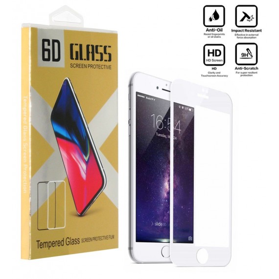 محافظ گلس صفحه نمایش 6D مناسب برای گوشی Iphone 6 Plus سفید