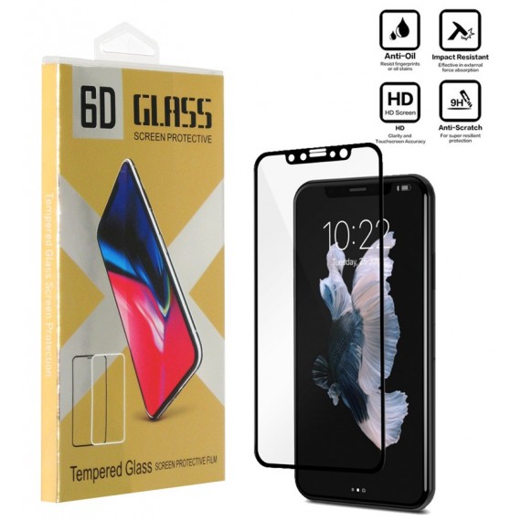 محافظ گلس صفحه نمایش 6D مناسب برای گوشی Iphone X مشکی