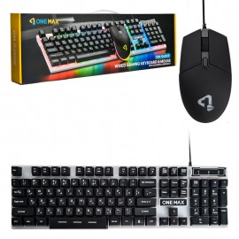 کیبورد و موس گیمینگ سیم دار بک لایت RGB وان مکس (ONE MAX) مدل OM-G6100E