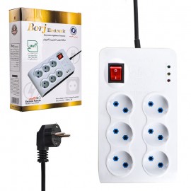 محافظ برق لوازم صوتی تصویری و کامپیوتر 6 خانه برج (Borj Electronic) طول 1.8 متر مدل Parsa 95525