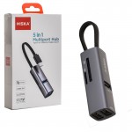 هاب 3 پورت USB 3.0 و رابط تایپ سی 5in1 هیسکا (HISKA) مدل HR-52