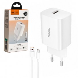 شارژر دیواری 22.5 وات + کابل تایپ سی (USB-A To Type-C) هوکو (hoco) مدل DC129
