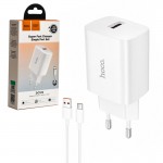 شارژر دیواری 22.5 وات + کابل تایپ سی (USB-A To Type-C) هوکو (hoco) مدل DC129