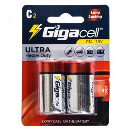 باتری متوسط سایز C گیگاسل (Gigacell) مدل ULTRA Heavy Duty C2 1.5V R14 (کارتی 2 تایی)
