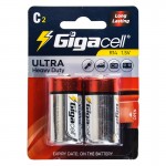 باتری متوسط سایز C گیگاسل (Gigacell) مدل ULTRA Heavy Duty C2 1.5V R14 (کارتی 2 تایی)