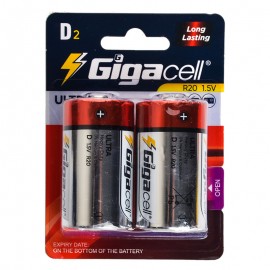 باتری بزرگ نرمال سایز D گیگاسل (Gigacell) مدل ULTRA Heavy Duty 1.5V D2 R20 (کارتی 2 تایی)