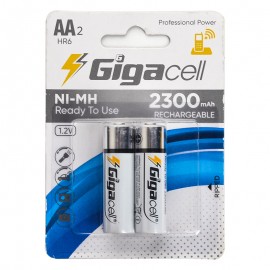 باتری قلمی شارژی گیگاسل (GigaCell) مدل NI-MH HR6 AA2 1.2V 2300mAh (کارتی 2 تایی)