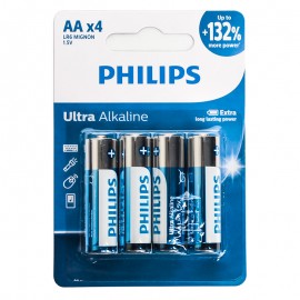 باتری قلمی فیلیپس (PHILIPS) مدل Ultra Alkaline 1.5V LR6 AA (کارتی 4 تایی)
