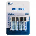 باتری قلمی فیلیپس (PHILIPS) مدل Alkaline 1.5V LR6 AA (کارتی 4 تایی)